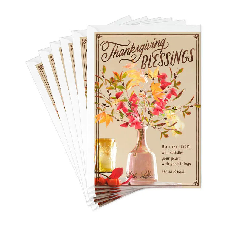 Fall Foliage Bouquet Religious Thanksgiving Cards, Pack of 6