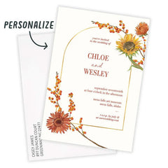 Fall Flowers and Gold Arch Wedding Invitation