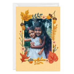 Fall Leaves Frame Custom Thanksgiving Card