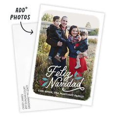 Feliz Navidad White Frame Flat Christmas Photo Card