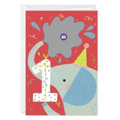 Festive Elephant Custom First Birthday Card
