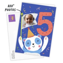 Festive Panda Custom 5th Birthday Card