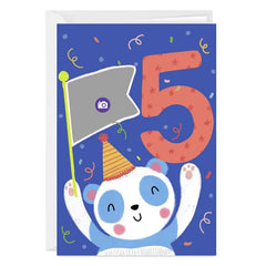 Festive Panda Custom 5th Birthday Card