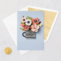 Flower Bouquet in Mug Blank Card