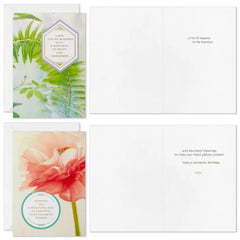 Floral Blessings Assorted Birthday Cards, Pack of 16