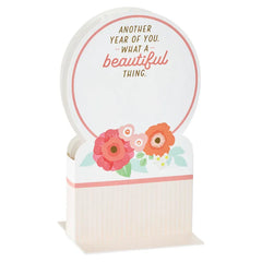 Happy Birthday Floral Snow Globe Musical 3D Pop-Up Birthday Card With Motion