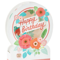 Happy Birthday Floral Snow Globe Musical 3D Pop-Up Birthday Card With Motion