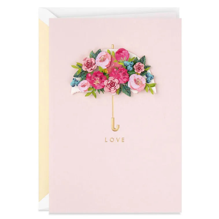 Pink Floral Umbrella Bridal Shower Card