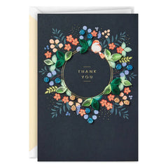 Floral Wreath Quilled Paper Handmade Thank You Card