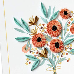 Floral Bouquet Blank Quilled Paper Handmade Thinking of You Card