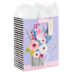 13" Flowers in Mug Large Mother's Day Gift Bag With Tissue