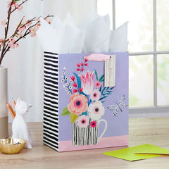 13" Flowers in Mug Large Mother's Day Gift Bag With Tissue