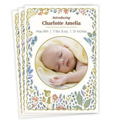Sweet Floral Fantasy Flat Birth Announcement