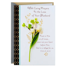 With Caring Prayers Religious Sympathy Card for Loss of Husband