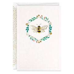Bee in Hexagon of Flowers Blank Card