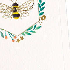 Bee in Hexagon of Flowers Blank Card