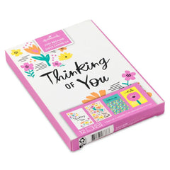 Brightly Painted Flowers Assorted Thinking of You Cards, Pack of 12