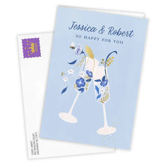 Floral Champagne Toast Custom Wedding Card