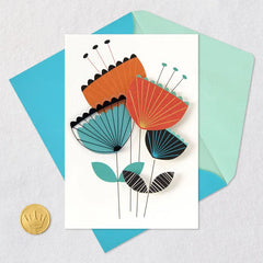 Folk Art Flowers Blank Card