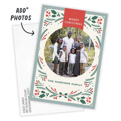 Folk Art Wreath Flat Christmas Photo Card
