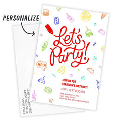 Fun Food Doodles Flat Birthday Invitation