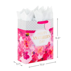 15.5" Fuchsia Floral XL Mother's Day Gift Bag With Tissue