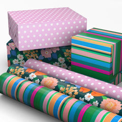 Fun Designs 3-Pack Assorted Wrapping Paper Mini Roll Bundle, 45 sq. ft. total
