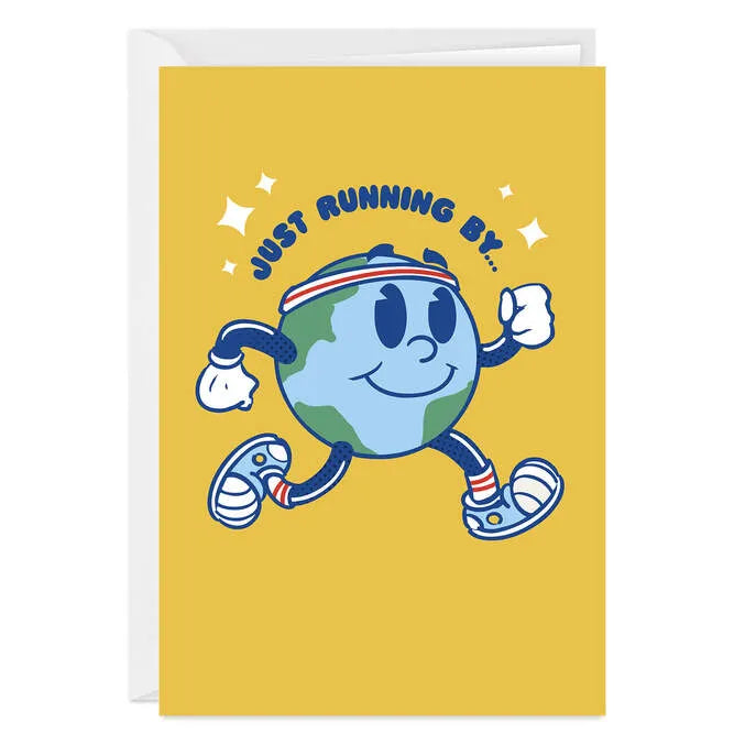 Fun Retro Running Globe Custom Card