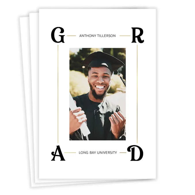 Elegant Letter Corners Flat Graduation Announcement