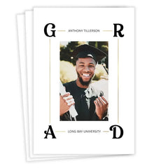 Elegant Letter Corners Flat Graduation Announcement