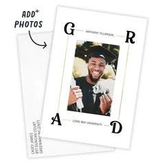 Elegant Letter Corners Flat Graduation Announcement