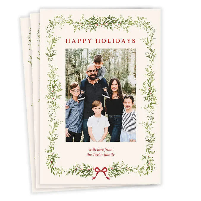 Classy Garland Flat Holiday Photo Card
