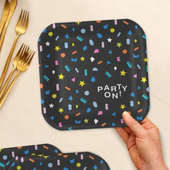 "Party On!" Geometric Shapes Dinner Plates, Pack of 8
