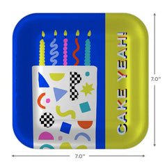 "Cake Yeah!" Modern Neon Dessert Plates, Pack of 8