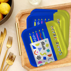 "Cake Yeah!" Modern Neon Dessert Plates, Pack of 8