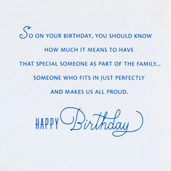 You Fit In Just Perfectly and Make Us Proud Birthday Card for Son-in-Law