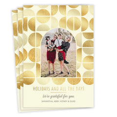 Geometric Gold Circles Flat Holiday Photo Card