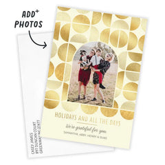 Geometric Gold Circles Flat Holiday Photo Card