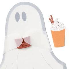 Ghost with Pumpkin Latte Paper Craft Halloween Card
