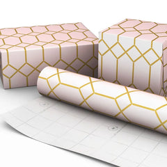 Gold Geometric on Pink Jumbo Wrapping Paper, 54 sq. ft.