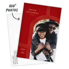 Gold Arch on Red Flat Christmas Photo Card