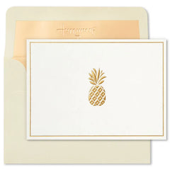 Gold Bordered Pineapple Blank Note Cards, Box of 10