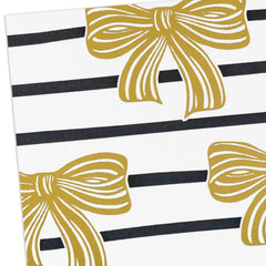 Gold Bows on Black Stripes Blank Notes, Pack of 10