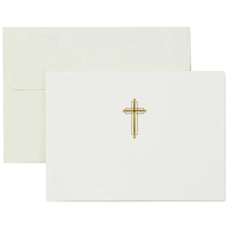 Gold Cross Religious Note Cards, Box of 20