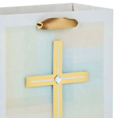 9.6" Gold Cross on Pastel Medium Gift Bag