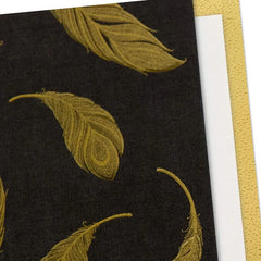 Gold Feathers on Black Blank Card