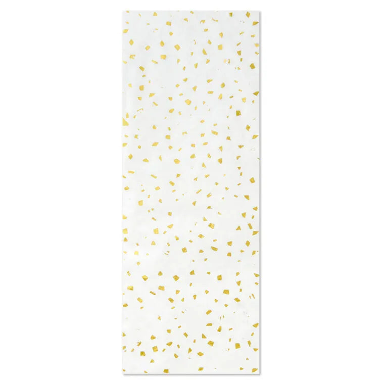 Gold Foil Flecks on White Tissue Paper, 4 sheets