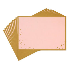 Gold-Framed Pink Flat Blank Note Cards, Pack of 10