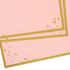 Gold-Framed Pink Flat Blank Note Cards, Pack of 10