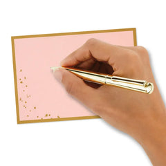 Gold-Framed Pink Flat Blank Note Cards, Pack of 10